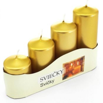 Hlavný obrázok Adventná sviečka postupná Metalická zlatá 50x120/100/80/60mm 4ks 535g