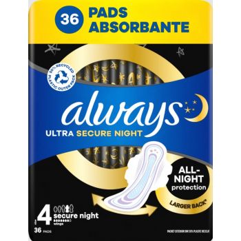 Hlavný obrázok Always Ultra Secure Night 4 hygienické vložky 36ks