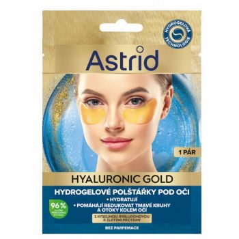 Hlavný obrázok Astrid Hyaluronic Gold hydrogélové vankúšiky pod oči 1 pár