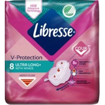 Hlavný obrázok Libresse V-Protection Ultra Long hygienické vložky 8ks