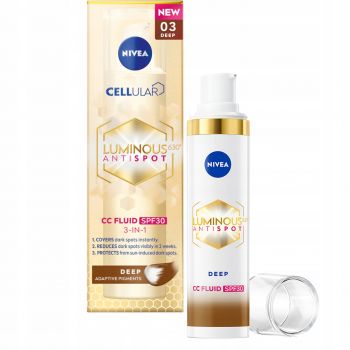 Hlavný obrázok Nivea Luminous 630 Antispot CC Fluid 03 Deep krém proti pigmentovým škvrnám 40ml