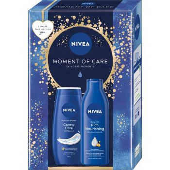 Hlavný obrázok Nivea Moment Of Care dámska darčeková kazeta Sprchový gél, Telové mlieko