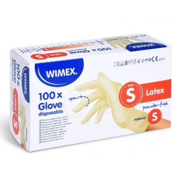 Hlavný obrázok Rukavice hygienické 100ks Latex S Wimex nepudrované biele