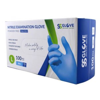 Hlavný obrázok Rukavice hygienické 100ks Nitril L SS GLOVE nepudrované modré 4528