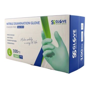 Hlavný obrázok Rukavice hygienické 100ks Nitril L SS GLOVE nepudrované zelené 4517