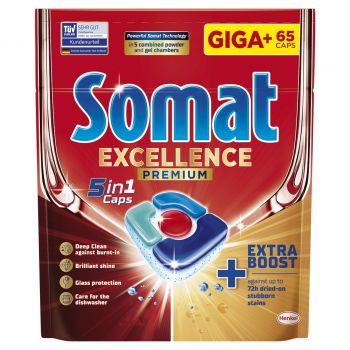 Hlavný obrázok Somat Excellence Premium 5in1 GIGA kapsule do umývačky riadu 65ks